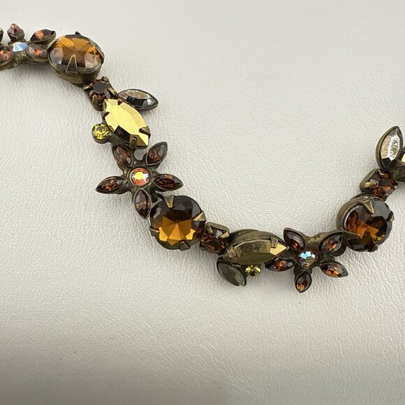 Sorrelli Bracelet Crystal Orange Brown Gold Amber Fall Autumn Rhinestone Signed - Picture 5 of 10